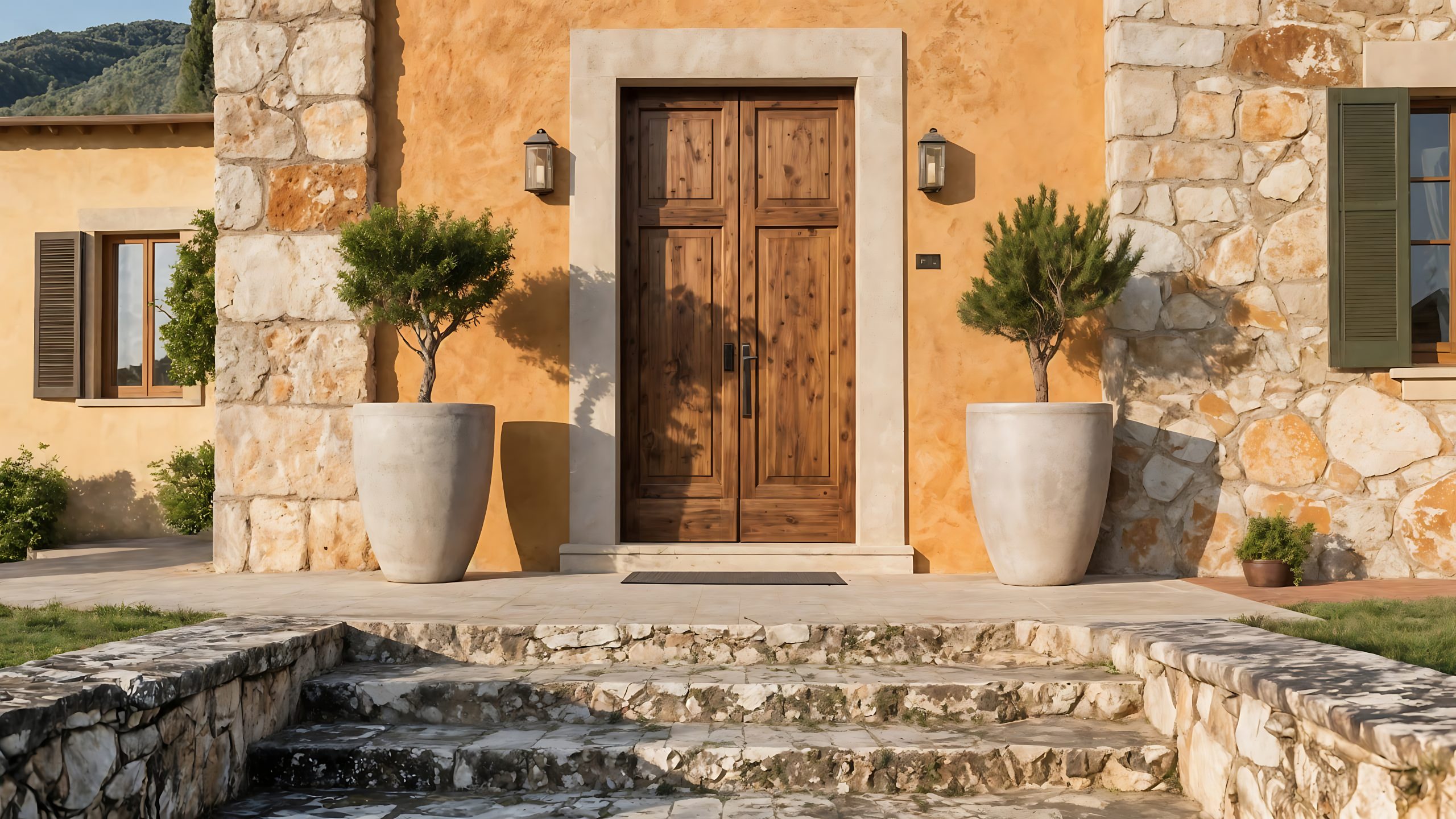 Belle entrée de maison de charme, de style toscane